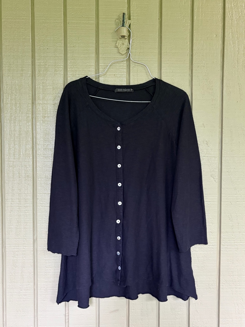 Cut Loose Linen Cotton Jersey Button Down Tunic Top M